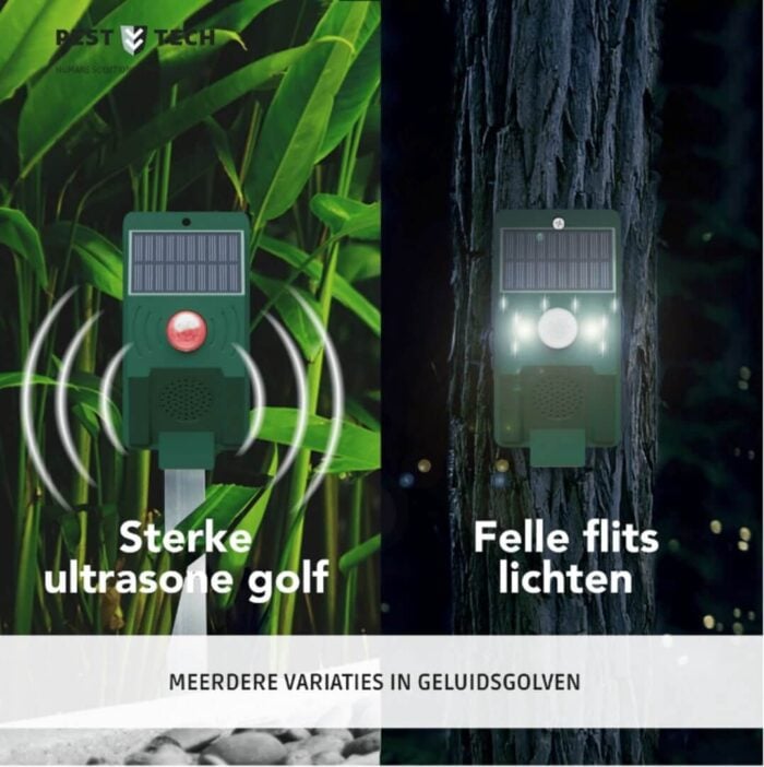 Ultrasone Kattenverjager op zonneenergie